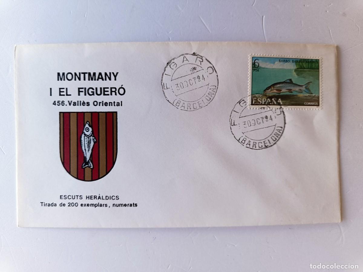 Sellos: MATASELLOS EN SOBRE ILUSTRADO CON ESCUDO DE LA POBLACI&Oacute;N DE MONTMANY I EL FIGUER&Oacute; - VALL&Egrave;S ORIENT -