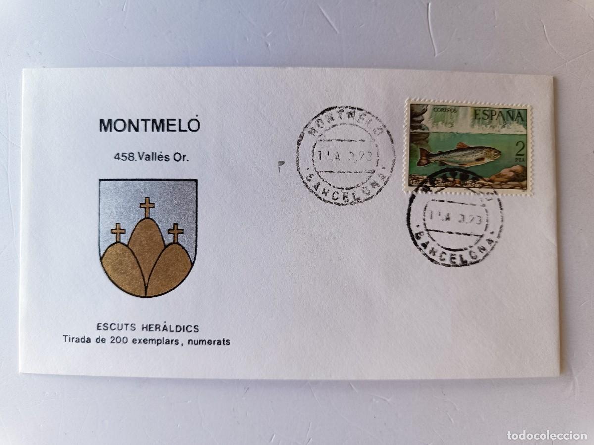 Sellos: MATASELLOS EN SOBRE ILUSTRADO CON ESCUDO DE LA POBLACI&Oacute;N DE MONTMEL&Oacute; - VALL&Egrave;S ORIENTAL - BARCELONA