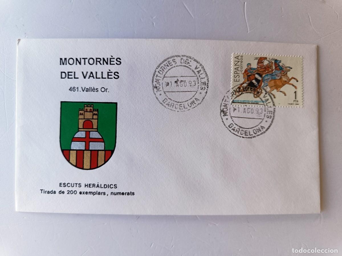 Sellos: MATASELLOS EN SOBRE ILUSTRADO CON ESCUDO DE LA POBLACI&Oacute;N DE MONTORN&Egrave;S DEL VALL&Egrave;S - VALL&Egrave;S OR. - BARN