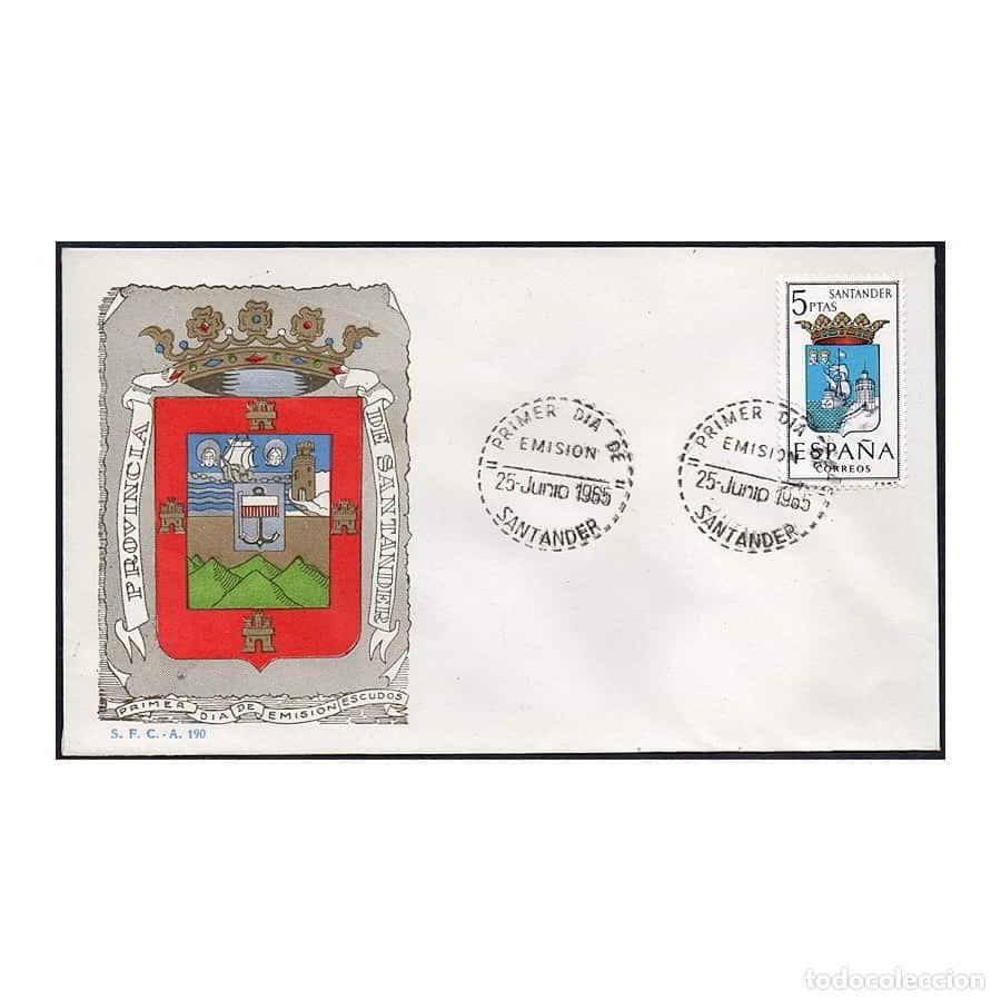 Stamps: Espa&ntilde;a 1965 [FDC] Escudos de Capitales: Santander (N)