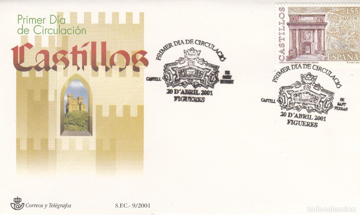 Sellos: PRIMER DIA SPD 2001 CASTILLOS - FIQUERES NUM. 3787 CON MATASELLOS DE FIGUERES
