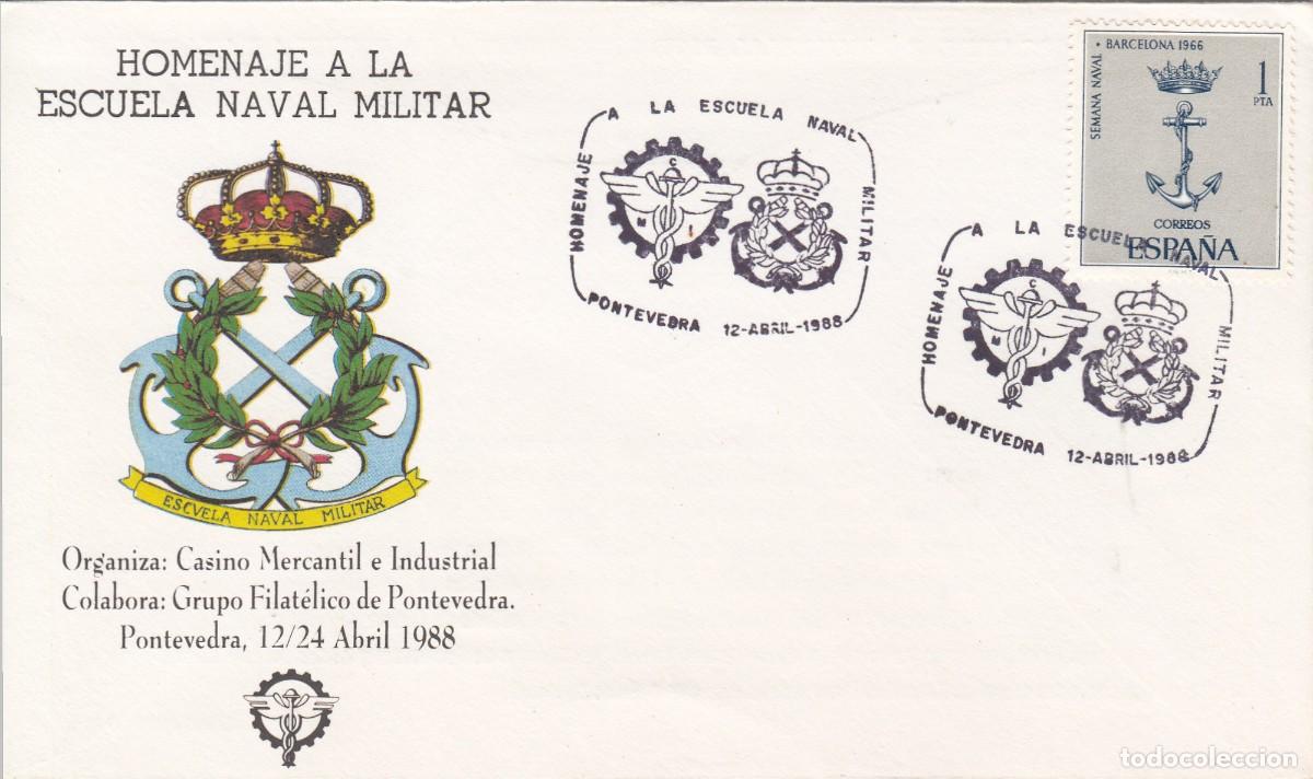 Francobolli: MATASELLOS HOMENAJE A LA ESCUELA NAVAL MILITAR - PONTEVEDRA - 1988