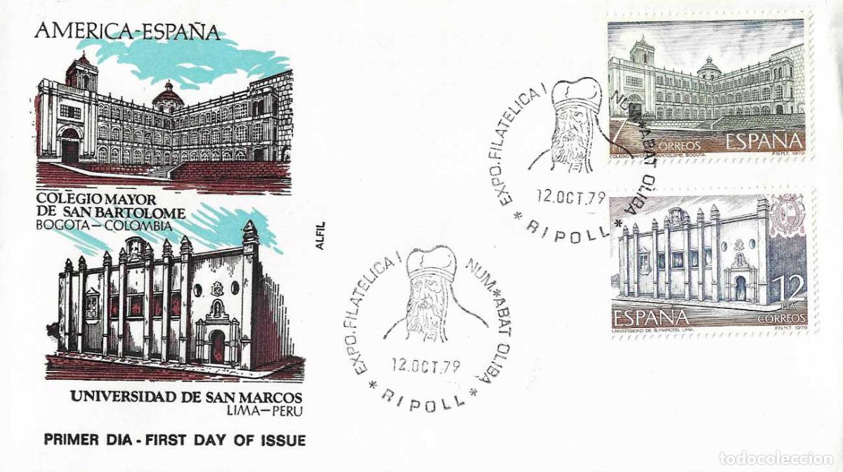 Timbres: L'ABAT OLIBA IX EXPOSICION, RIPOLL (GERONA) 12 OCTUBRE 1979. MATASELLOS PD FRANQUEO SOBRE ALFIL RWR