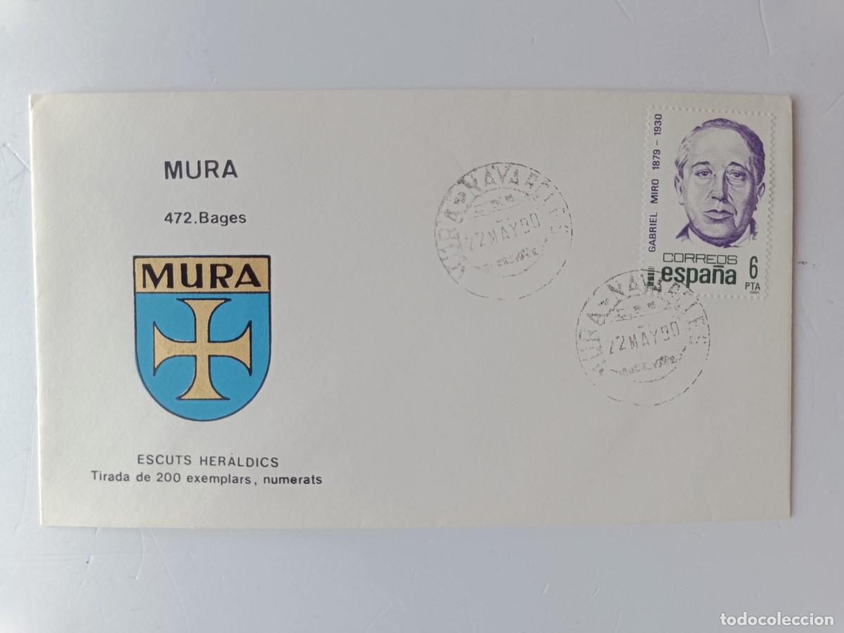 Selos: MATASELLOS EN SOBRE ILUSTRADO CON ESCUDO DE LA POBLACI&Oacute;N DE MURA - BAGES