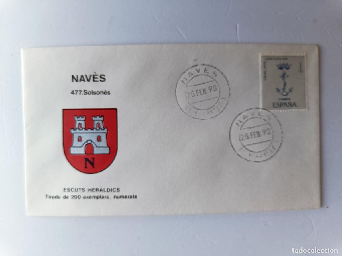 Briefmarken: MATASELLOS EN SOBRE ILUSTRADO CON ESCUDO DE LA POBLACI&Oacute;N DE NAV&Egrave;S - SOLSONES