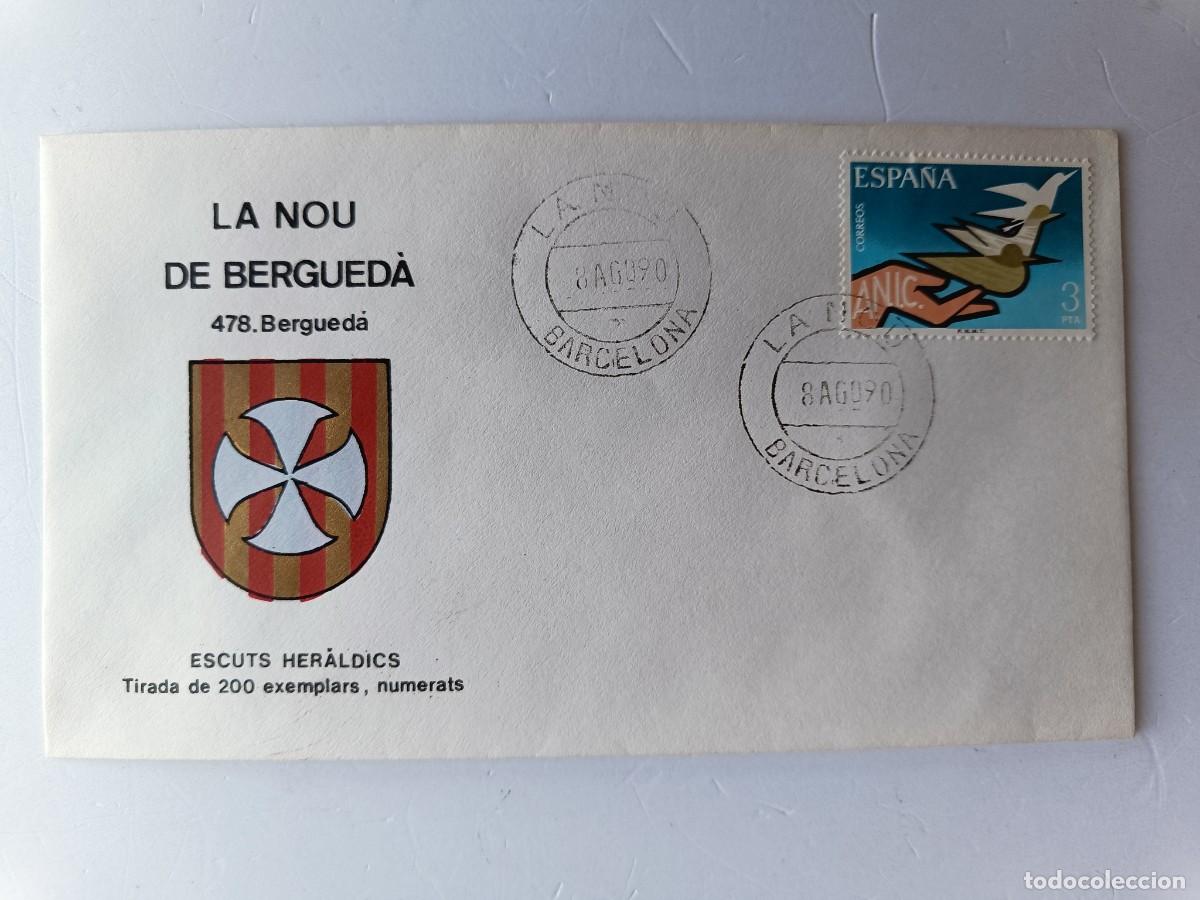 Selos: MATASELLOS EN SOBRE ILUSTRADO CON ESCUDO DE LA POBLACI&Oacute;N DE LA NOU DE BERGUED&Agrave; - BERGUED&Agrave; - BARCELON
