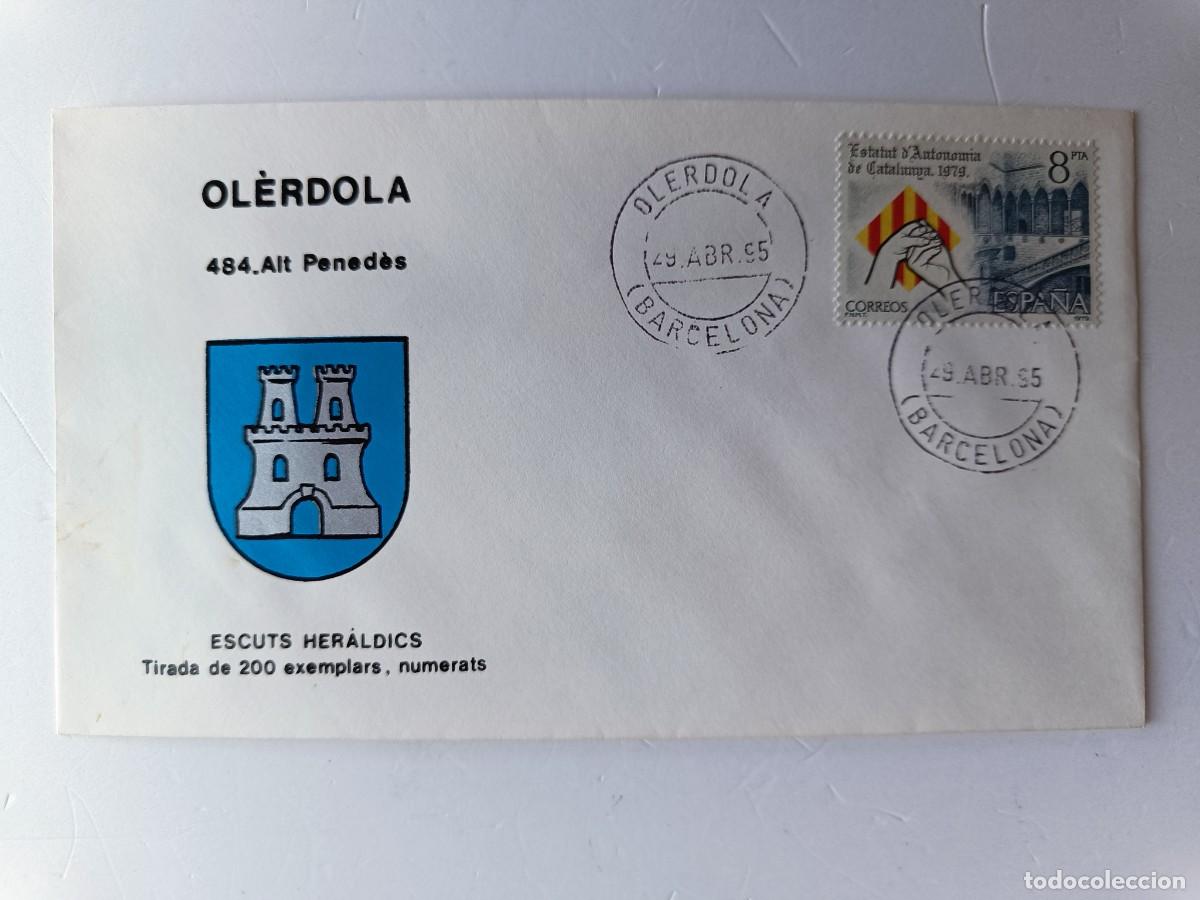 Stamps: MATASELLOS EN SOBRE ILUSTRADO CON ESCUDO DE LA POBLACI&Oacute;N DE OL&Egrave;RDOLA - ALT PENED&Eacute;S - BARCELONA
