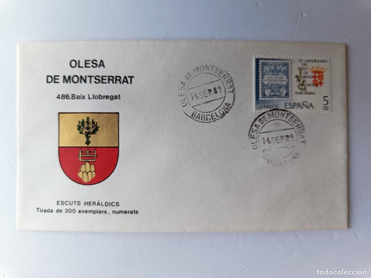 Stamps: MATASELLOS EN SOBRE ILUSTRADO CON ESCUDO DE LA POBLACI&Oacute;N DE OLESA DE MONTSERRAT - B. LLOBREGAT - BAR
