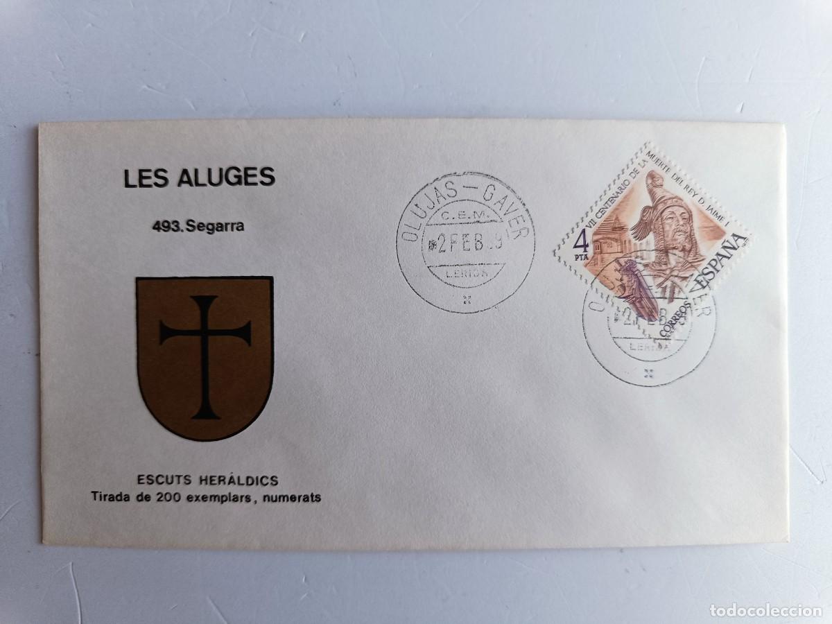 Stamps: MATASELLOS EN SOBRE ILUSTRADO CON ESCUDO DE LA POBLACI&Oacute;N DE LES ALUGES - SEGARRA - LERIDA