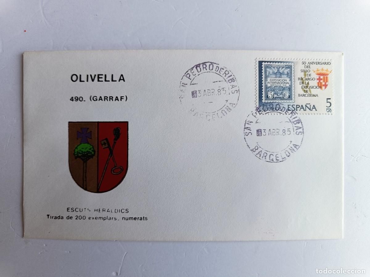 Selos: MATASELLOS EN SOBRE ILUSTRADO CON ESCUDO DE LA POBLACI&Oacute;N DE OLIVELLA - GARRAF - BARCELONA