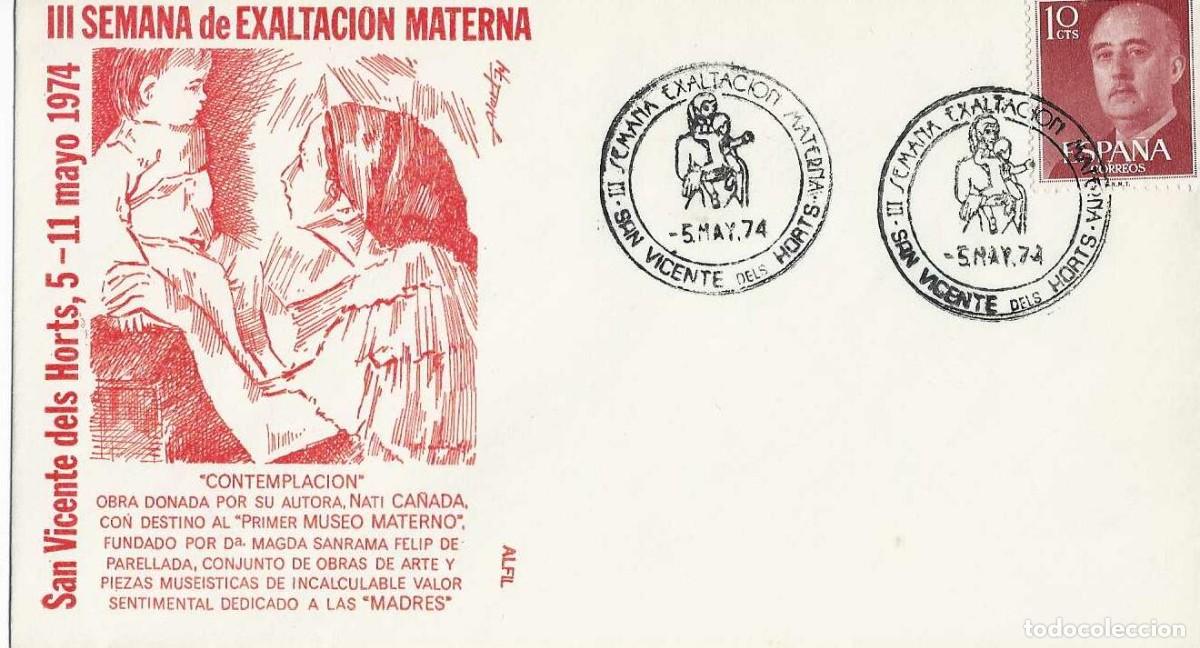 Selos: MATERNIDAD EXALTACION MATERNA III SEMANA, SAN VICENTE DELS HORTS (BARCELONA) 1974. MATASELLOS SOBRE