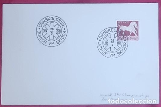 Timbres: ORNSKOLDSIK SUECIA 1980 - MATASELLO DEPORTE - CAMPEONATO DEL MUNDO J&Uacute;NIOR DE ESQU&Iacute;