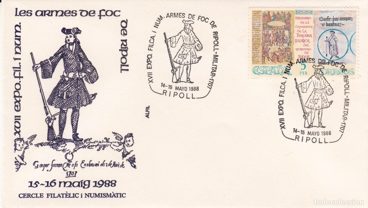Stamps: MATASELLOS EXPOS. FILAT&Eacute;LICA ARMES DE FOC DE RIPOLL - 1988