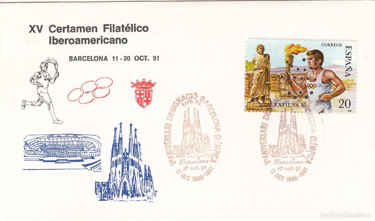 Stamps: MATASELLOS TEM. GAUD&Iacute; - SAGRADA FAMILIA - ANIV.BARCELONA OL&Iacute;MPICA - 1991 - CON SELLO PERFORADO