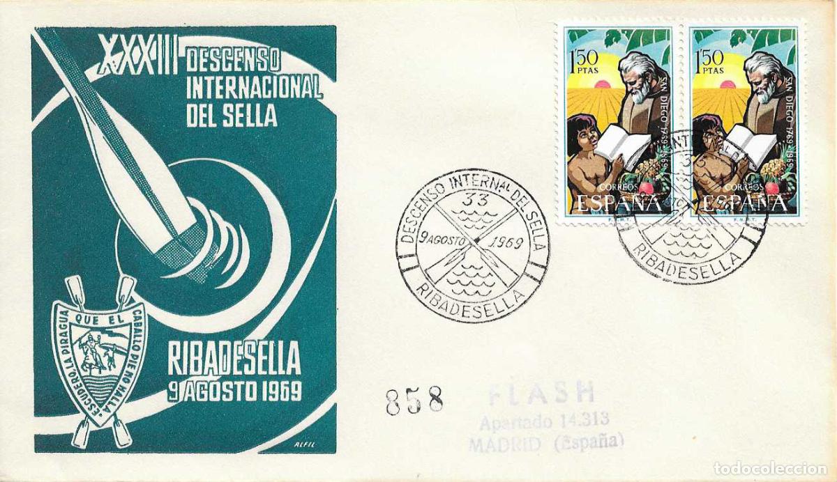 Timbres: XXXIII DESCENSO INT SELLA RIBADESELLA (ASTURIAS) 1969. MATASELLOS SOBRE CIRCULADO ALFIL