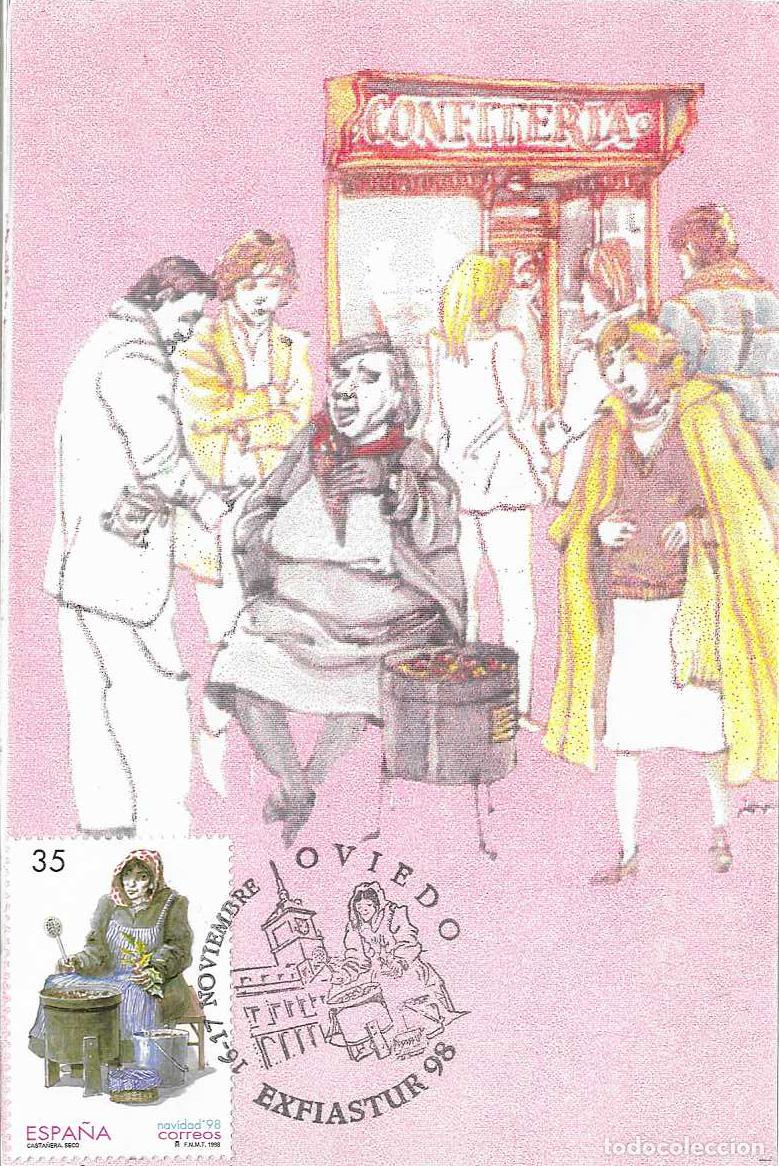 Timbres: NAVIDAD CASTA&Ntilde;ERA EXPOSICION EXFIASTUR 98, OVIEDO (ASTURIAS) 1998. MATASELLOS EN TARJETA RARO ASI