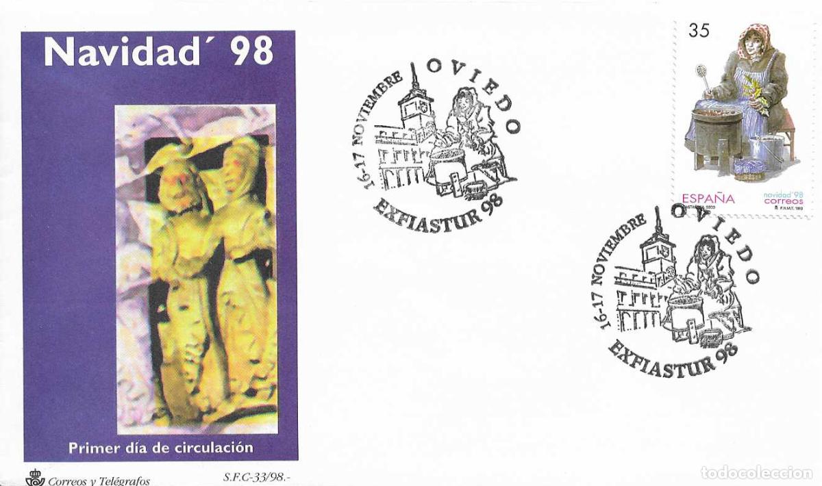 Timbres: NAVIDAD CASTA&Ntilde;ERA EXPOSICION EXFIASTUR 98, OVIEDO (ASTURIAS) 1998. RARO MATASELLOS EN SOBRE DEL SFC