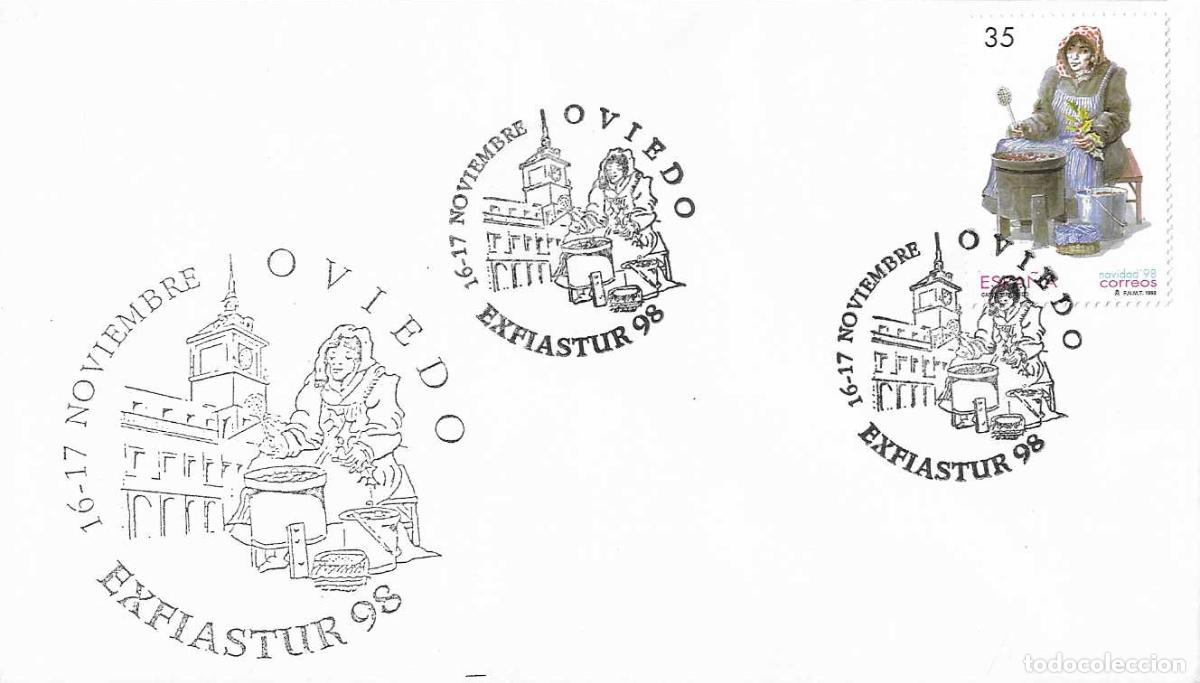 Timbres: NAVIDAD CASTA&Ntilde;ERA EXP EXFIASTUR 98, OVIEDO (ASTURIAS) 1998. MATASELLOS EN RARO SOBRE ILUSTRADO MOD 2