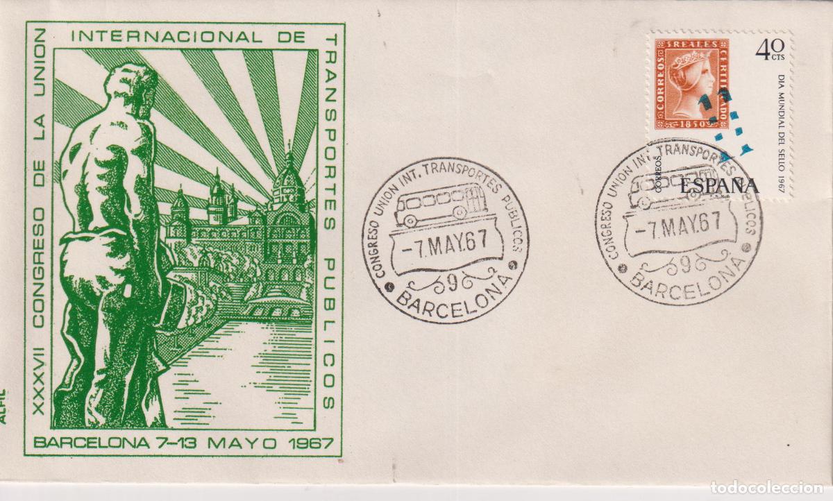 Sellos: S.P.D.C. BARCELONA - ALFIL - XXXVII CONGRESO DE LA UNI&Oacute;N INTER. DE TRANSPORTES P&Uacute;BLICOS - 7.MAY.67