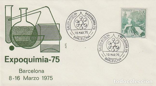 Sellos: A&Ntilde;O 1975, EXPOQUIMIA, SALON INTERNACIONAL DE LA QUIMICA EN BARCELONA, EN SOBRE DE ALFIL