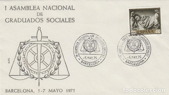 Sellos: A&Ntilde;O 1975, PRIMERA ASAMBLEA NACIONAL DE GRADUADOS SOCIALES EN BARCELONA, EN SOBRE DE ALFIL