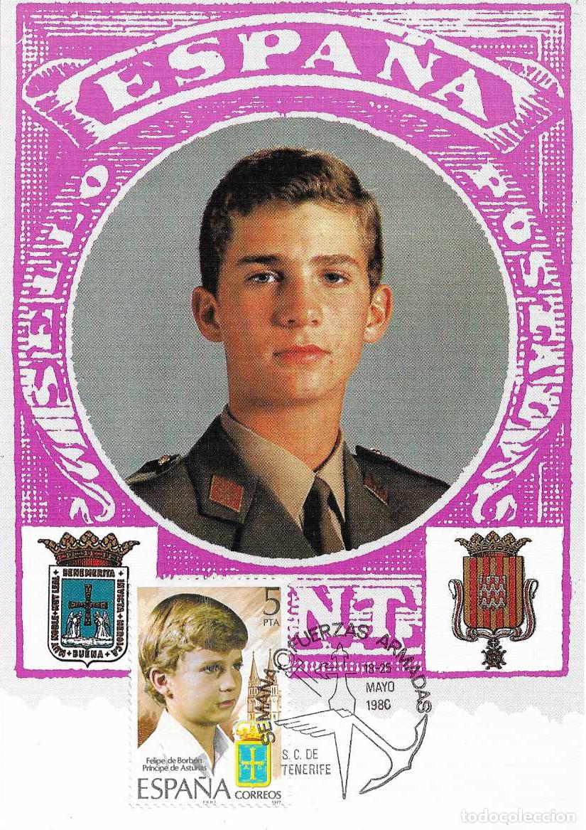 Timbres: SEMANA FUERZAS ARMADAS, SANTA CRUZ DE TENERIFE (CANARIAS) 1986. MATASELLOS TARJETA PRINCIPE ASTURIAS