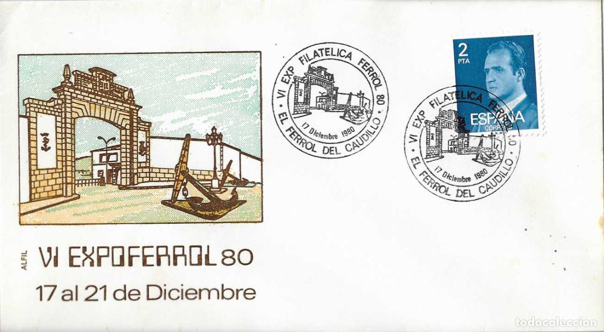 Briefmarken: BARCOS FERROL-80 VI EXPOSICION, EL FERROL DEL CAUDILLO (LA CORU&Ntilde;A) 1980 RARO MATASELLOS SOBRE ALFIL