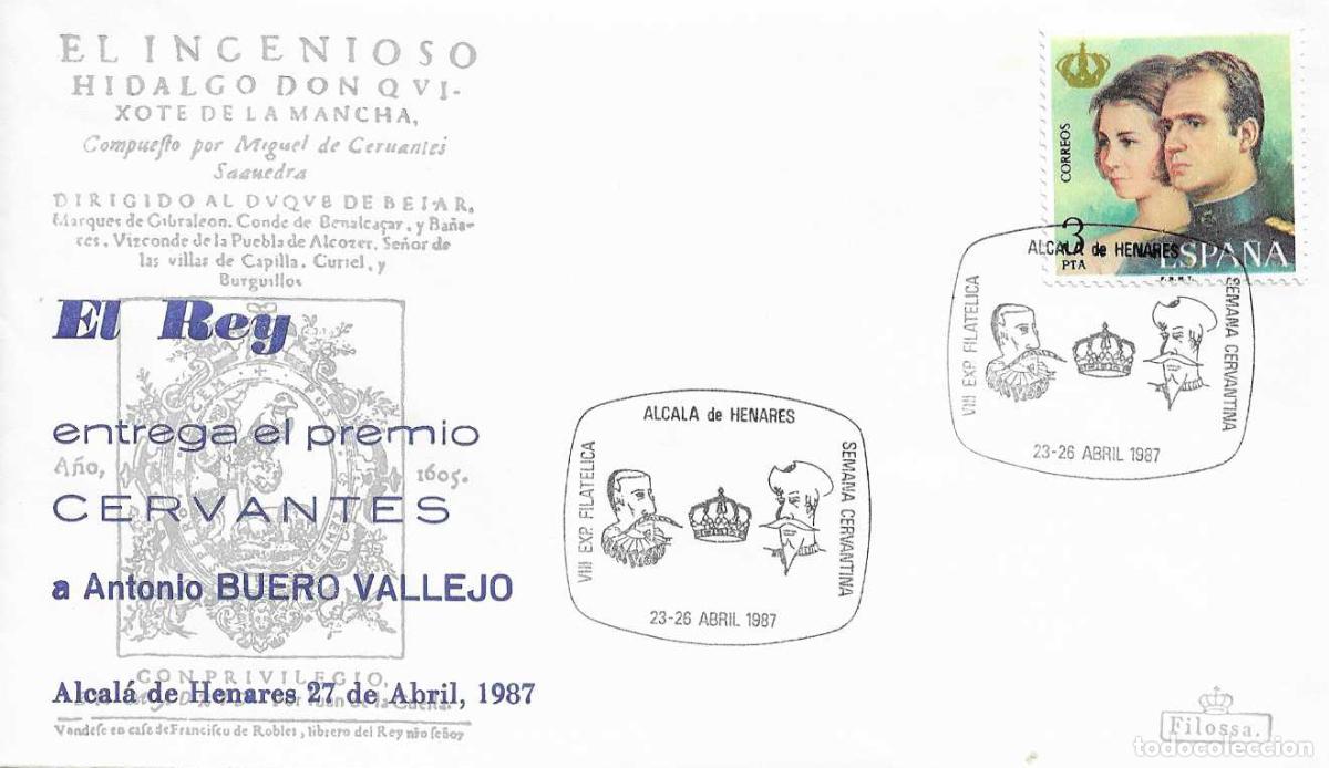 Briefmarken: SM EL REY ENTREGA PREMIO CERVANTES A ANTONIO BUERO VALLEJO, ALCALA DE HENARES 27 ABRIL 1987 EN RARO