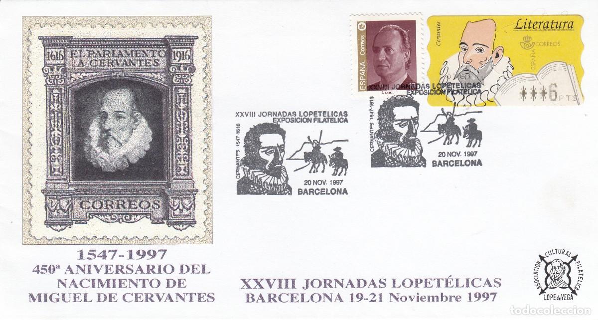 Timbres: MATASELLOS CERVANTES - QUIJOTE - JORNADAS LOPET&Eacute;LICAS - BARCELONA - 1997
