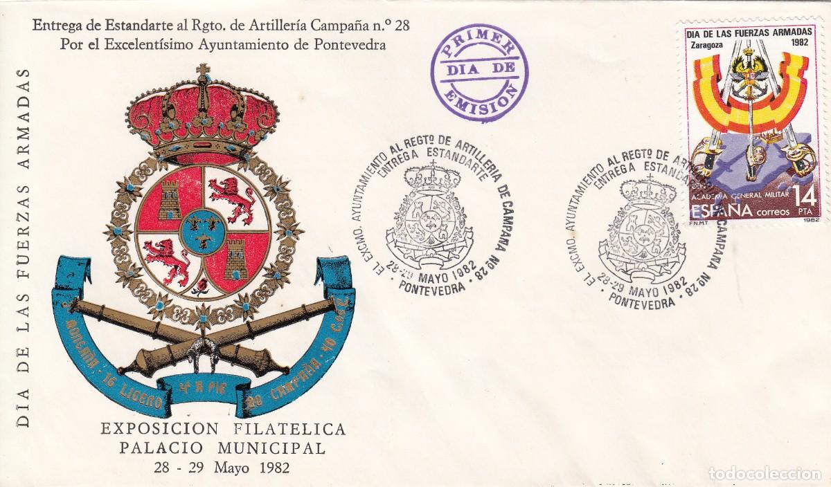 Timbres: MATASELLOS ENTREGA ESTANDARTE REGIMIENTO ARTILLER&Iacute;A - PONTEVEDRA - 1982