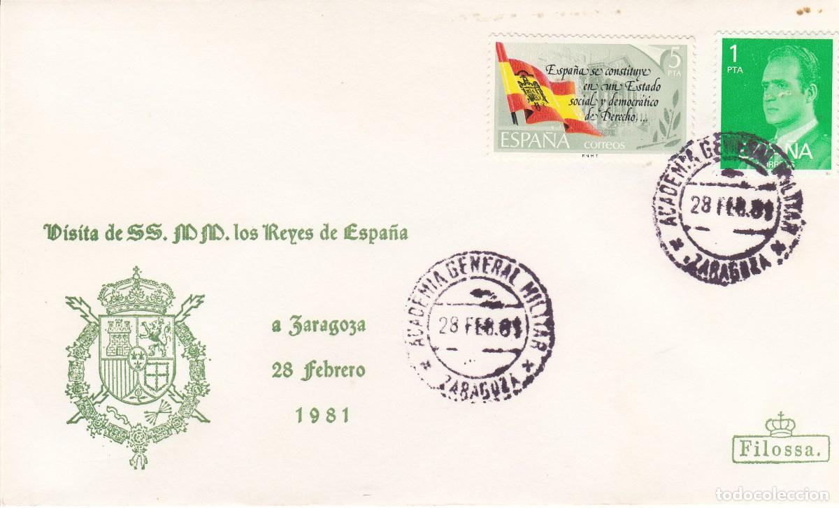 Stamps: MATASELLOS MONARQU&Iacute;A - VISITA SS MM LOS REYES A ZARAGOZA - MAT. ACADEMIA GENERAL MILITAR - 1981