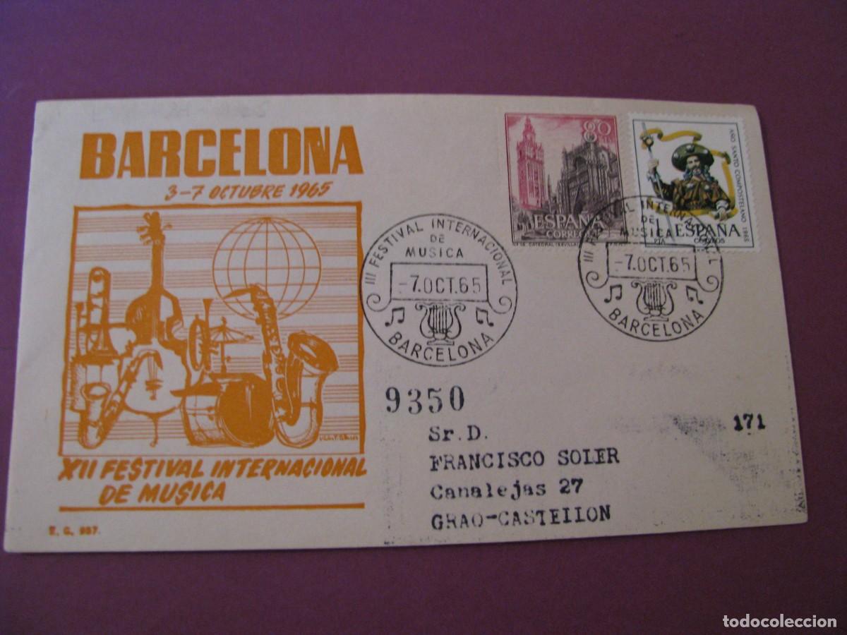 Selos: SOBRE CONMEMORATIVO XII FESTIVAL INTERNACIONAL DE M&Uacute;SICA BARCELONA 1965