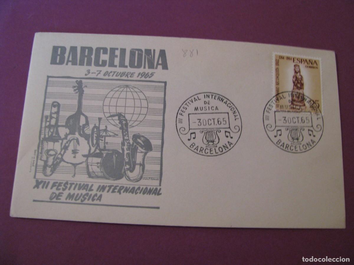 Briefmarken: SOBRE CONMEMORATIVO XII FESTIVAL INTERNACIONAL DE M&Uacute;SICA BARCELONA 1965