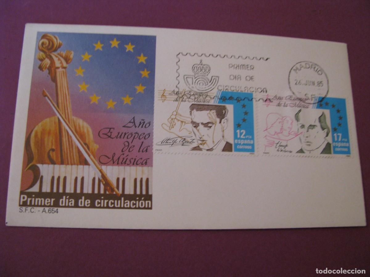 Briefmarken: SOBRE PRIMER DIA A&Ntilde;O EUROPEO DE LA M&Uacute;SICA 1985 - SERIE COMPLETA ALB&Eacute;NIZ Y SCARLATTI