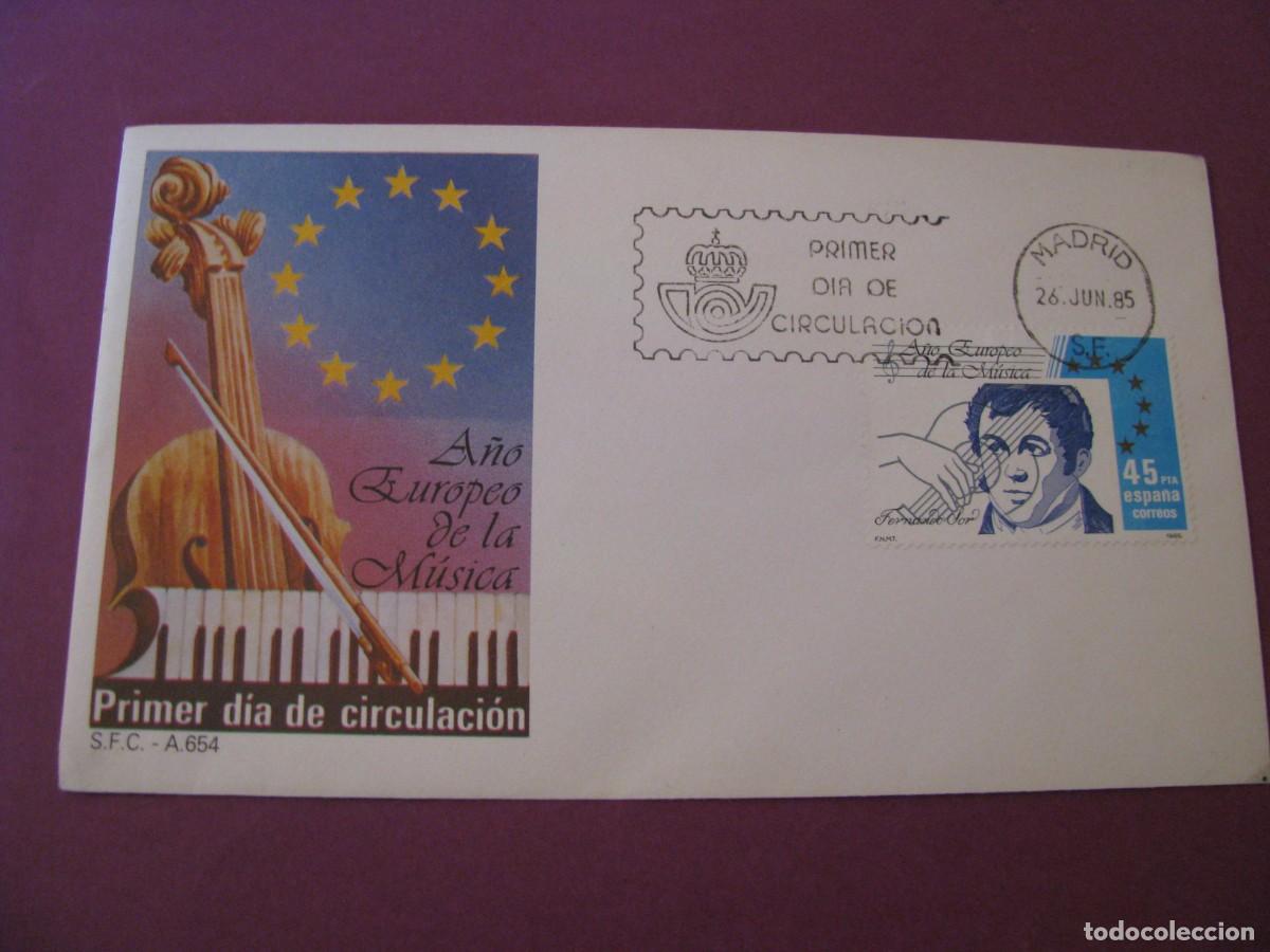 Briefmarken: SOBRE PRIMER DIA A&Ntilde;O EUROPEO DE LA M&Uacute;SICA 1985 - SELLO 45 PTS FERNANDO EL DE TRIANA FLAMENCO