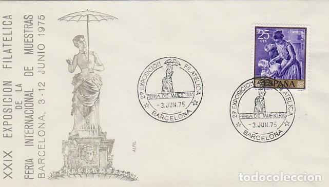 Briefmarken: A&Ntilde;O 1975, FERIA DE MUESTRAS DE BARCELONA, MATASELLO SE&Ntilde;ORA DEL PARAGUAS, EN SOBRE DE ALFIL