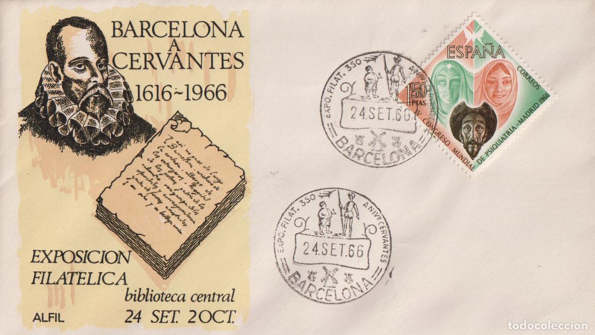 Briefmarken: S.P.D.C. BARCELONA A CERVANTES (1616-1966) - ALFIL - EXPOSICI&Oacute;N FILATELICA - BARCELONA - 24.SET.66