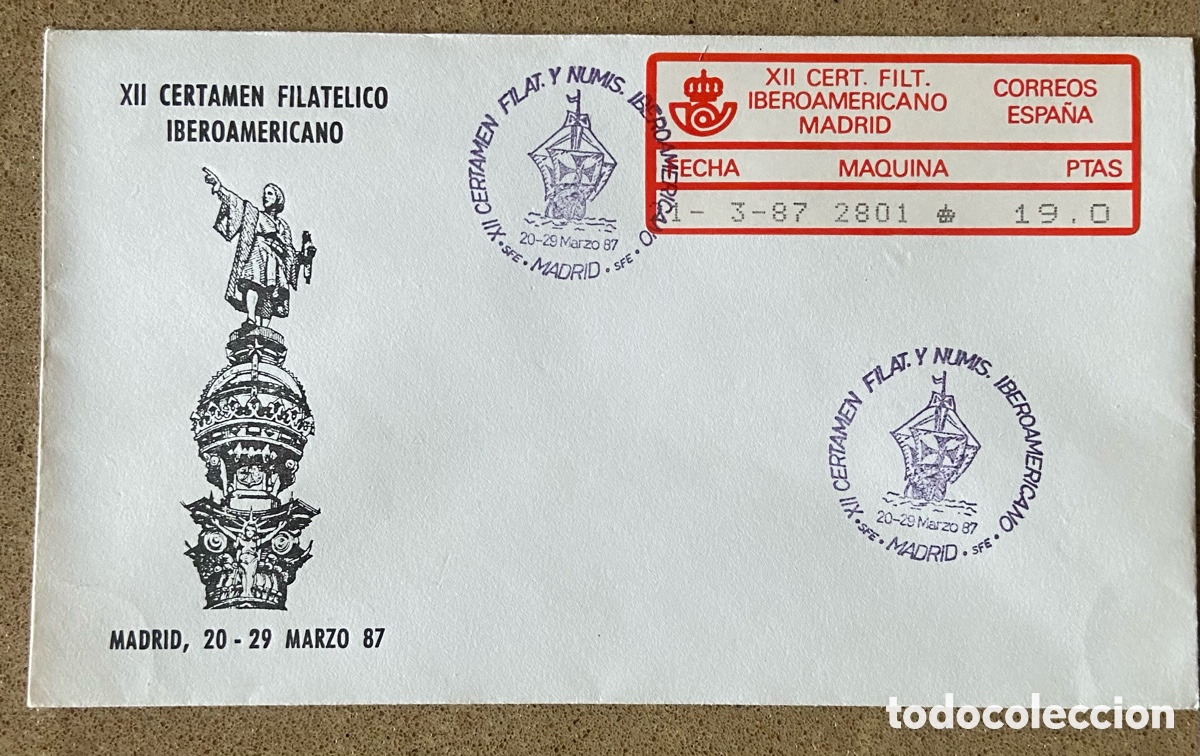 Selos: ETIQUETA POSTAL MAQUINA EXPENDEDORA EPELSA 2801. COLON. DESCUBRIMIENTO 1987