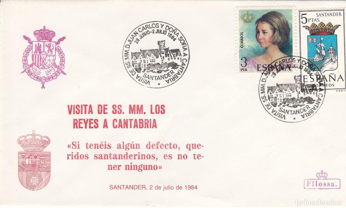 Sellos: MATASELLOS MONARQU&Iacute;A - VISITA DE SS MM LOS REYES A CANTABRIA - SANTANDER - 1984