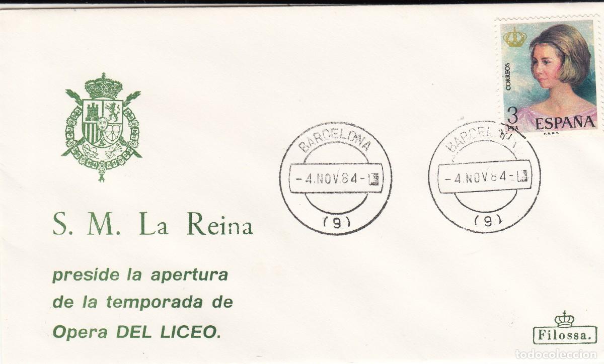 Sellos: MATASELLOS MONARQU&Iacute;A - S M LA REINA PRESIDE LA APERTURA DE LA TEMPORADA DEL LICEO - BARCELONA - 1984