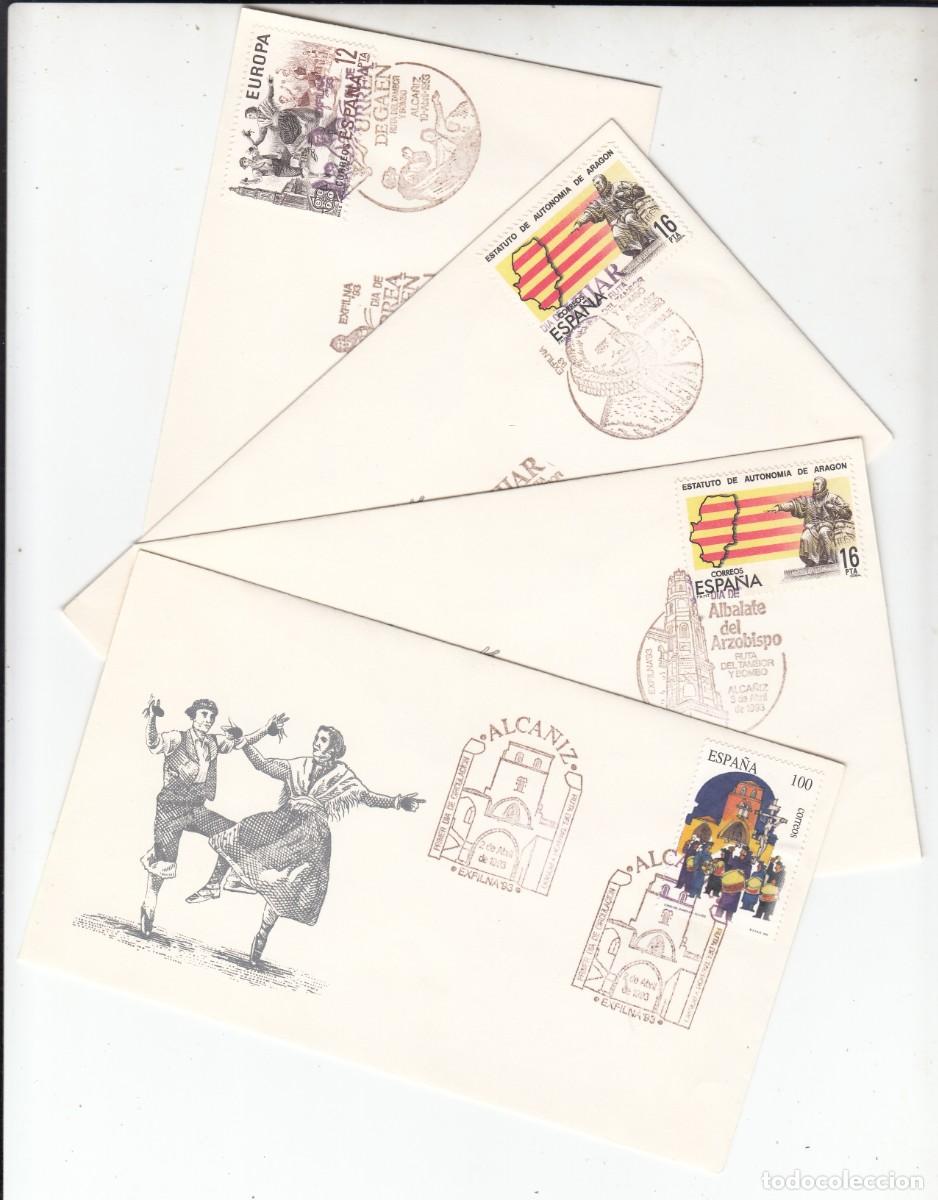 Timbres: 4 MATASELLOS EXFILNA 93 - LA RUTA DEL TAMBOR - ALCA&Ntilde;IZ , LA PUEBLA DE HIJAR ....