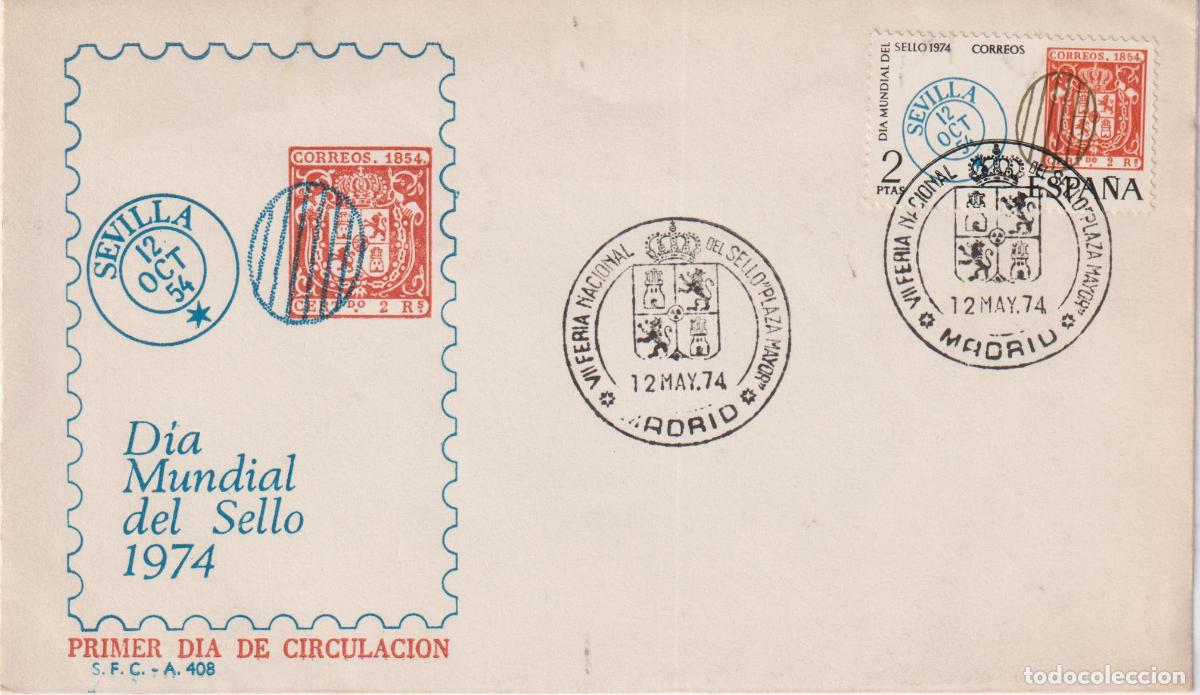 Francobolli: S.P.D.C. DIA MUNDIAL DEL SELLO - ALFIL - VII FERIA NACIONAL DEL SELLO PLAZA MAYOR MADRID - 12.MAY.74