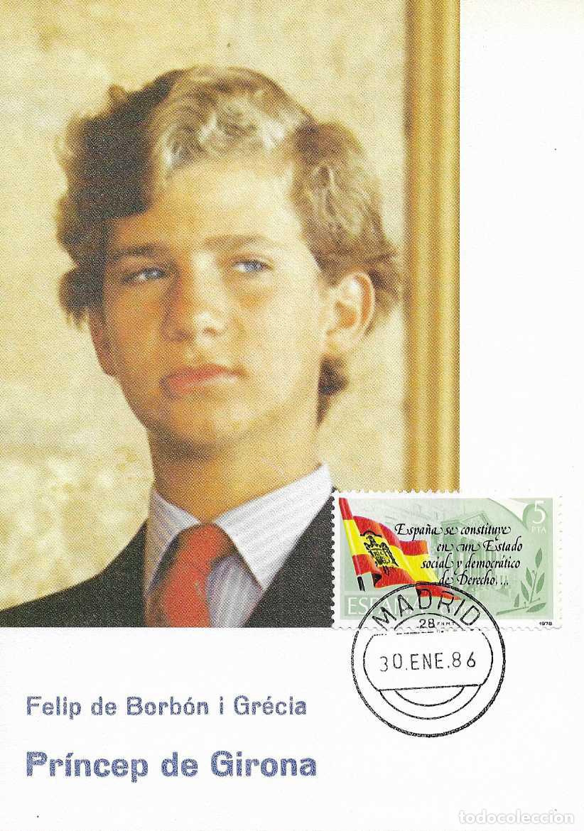 Francobolli: 30 ENERO 1986 EL PRINCIPE DE ASTURIAS DON FELIPE JURA LA CONSTITUCION AL LLEGAR A SU MAYORIA DE EDAD