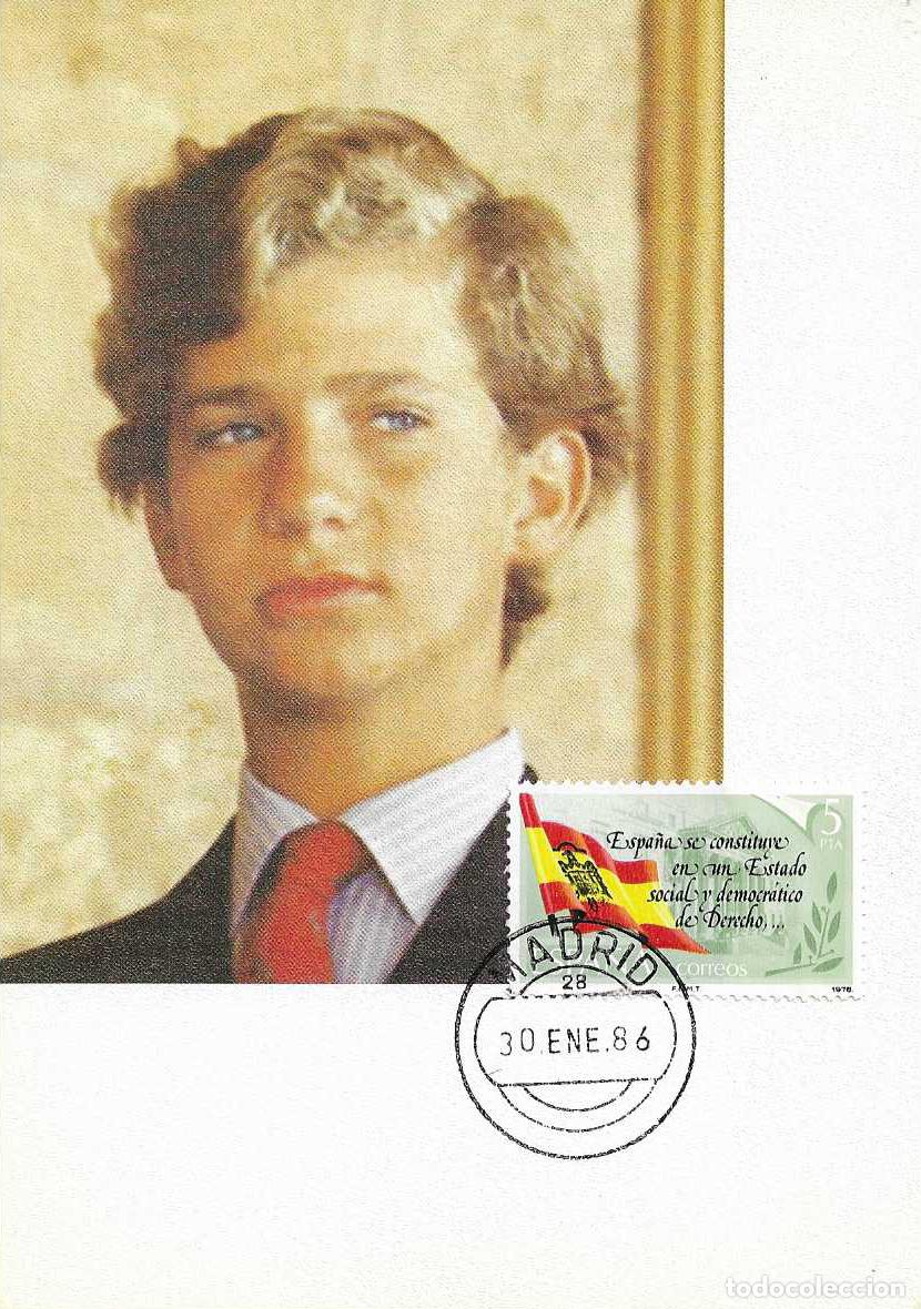Timbres: 30 ENERO 1986 EL PRINCIPE DE ASTURIAS DON FELIPE JURA LA CONSTITUCION AL LLEGAR A SU MAYORIA DE EDAD