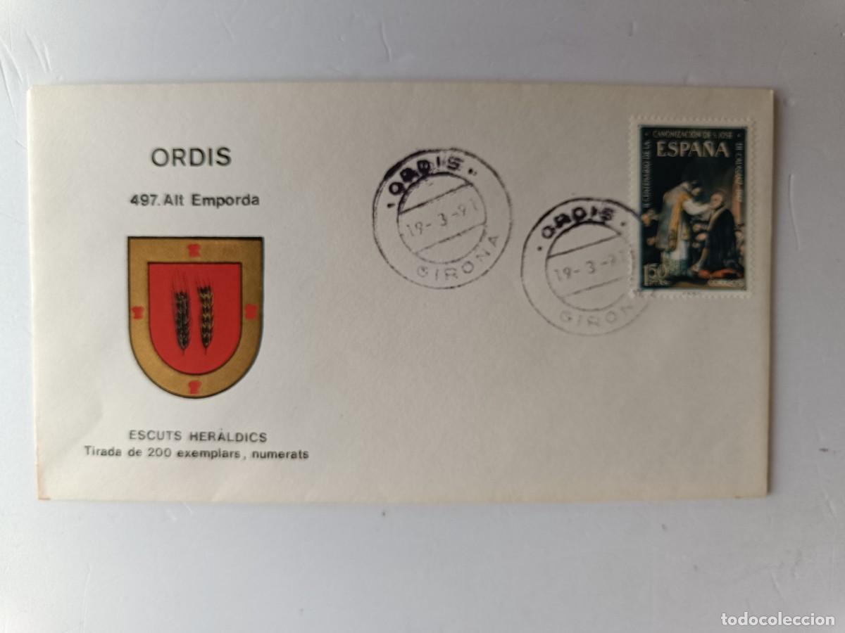 Timbres: MATASELLOS EN SOBRE ILUSTRADO CON ESCUDO DE LA POBLACI&Oacute;N DE ORDIS - ALT EMPORDA - GIRONA