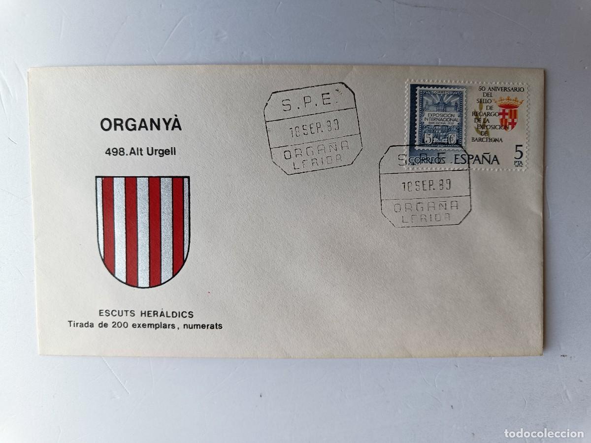 Francobolli: MATASELLOS EN SOBRE ILUSTRADO CON ESCUDO DE LA POBLACI&Oacute;N DE ORGANY&Agrave; - ALT URGELL - LERIDA