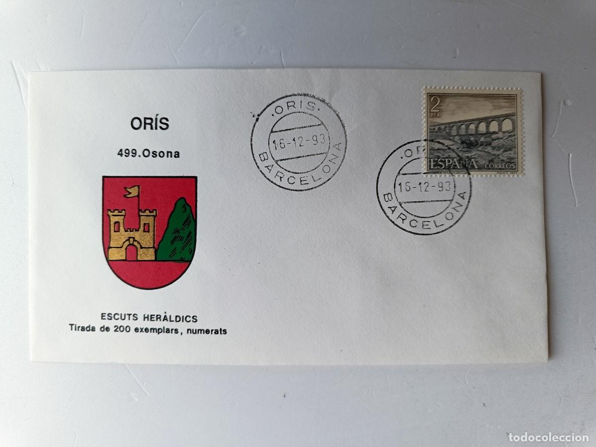 Francobolli: MATASELLOS EN SOBRE ILUSTRADO CON ESCUDO DE LA POBLACI&Oacute;N DE OR&Iacute;S - OSONA - BARCELONA