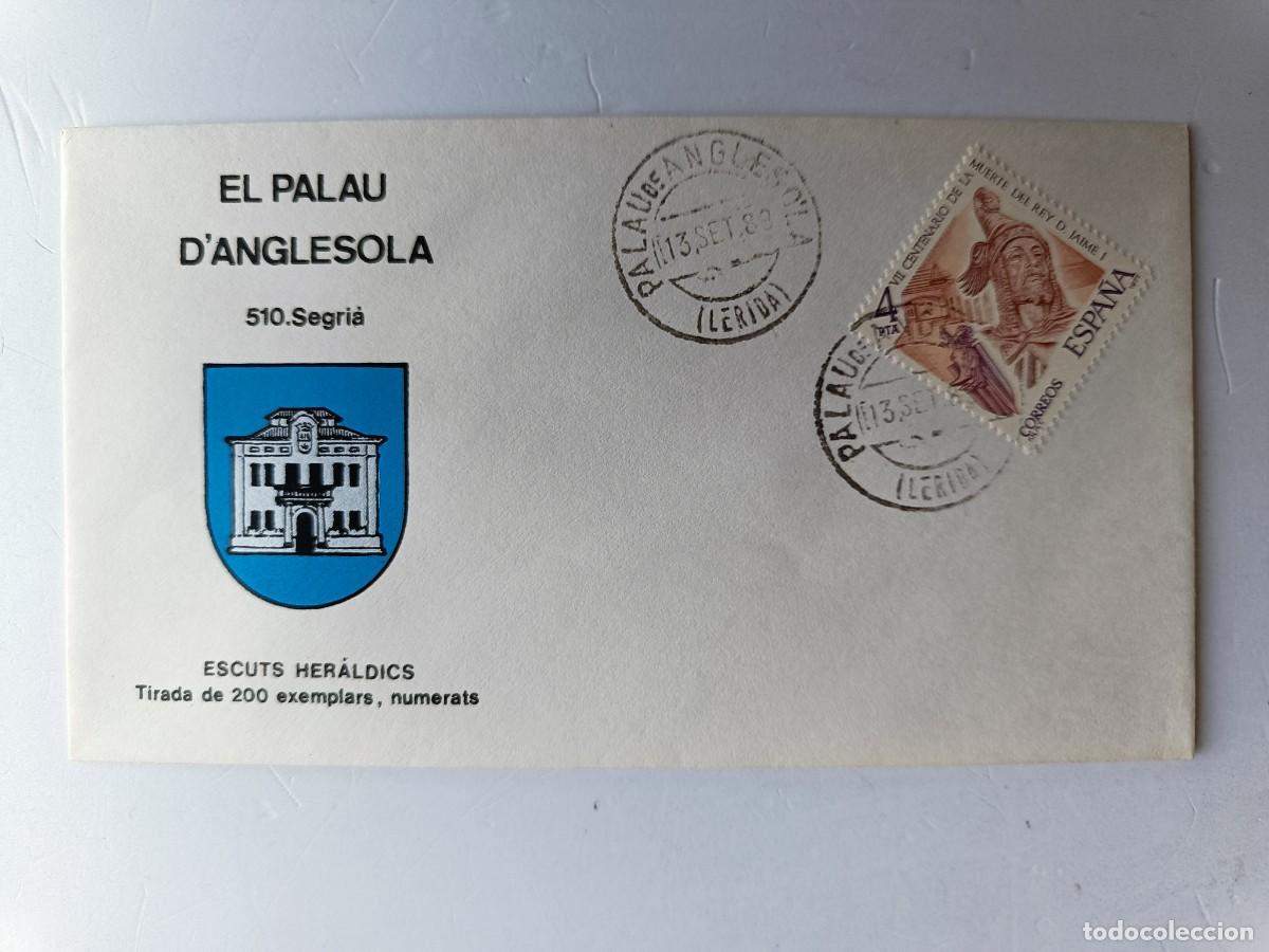 Sellos: MATASELLOS EN SOBRE ILUSTRADO CON ESCUDO DE LA POBLACI&Oacute;N DE EL PALAU D'ANGLESOLA - SEGRI&Agrave; - LERIDA
