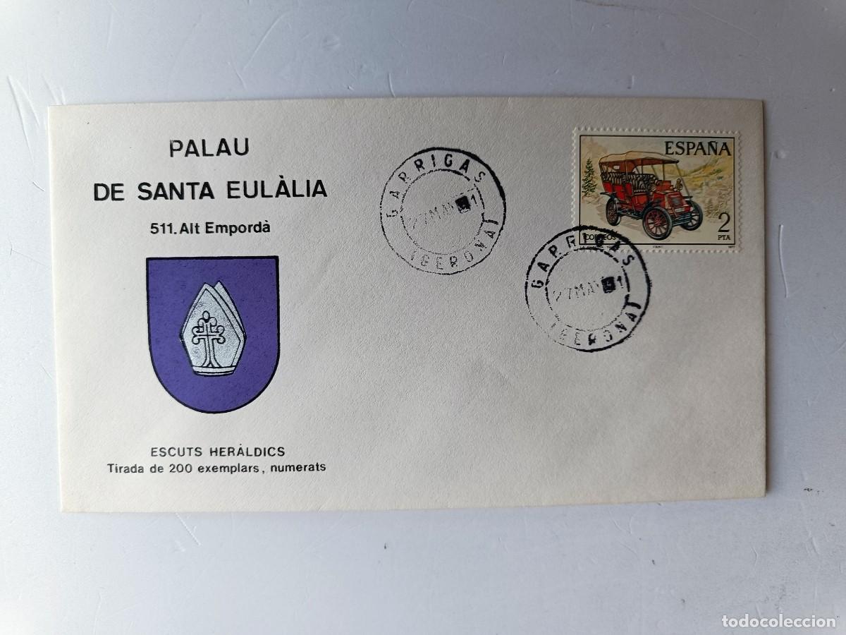 Sellos: MATASELLOS EN SOBRE ILUSTRADO CON ESCUDO DE LA POBLACI&Oacute;N DE PALAU DE SANTA EUL&Agrave;LIA - ALT EMPORD&Agrave;