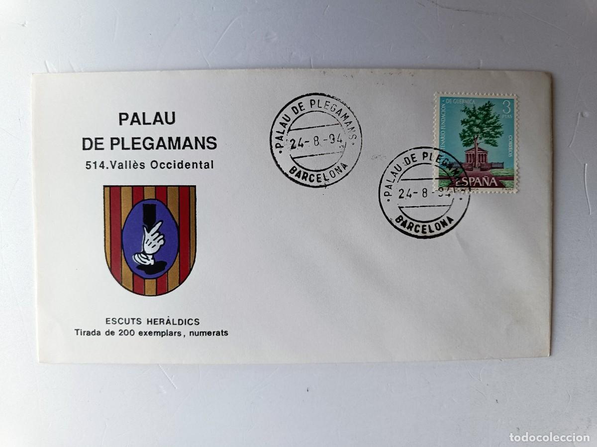 Briefmarken: MATASELLOS EN SOBRE ILUSTRADO CON ESCUDO DE LA POBLACI&Oacute;N DE PALAU DE PLEGAMANS - VALL&Egrave;S OCCIDENTAL